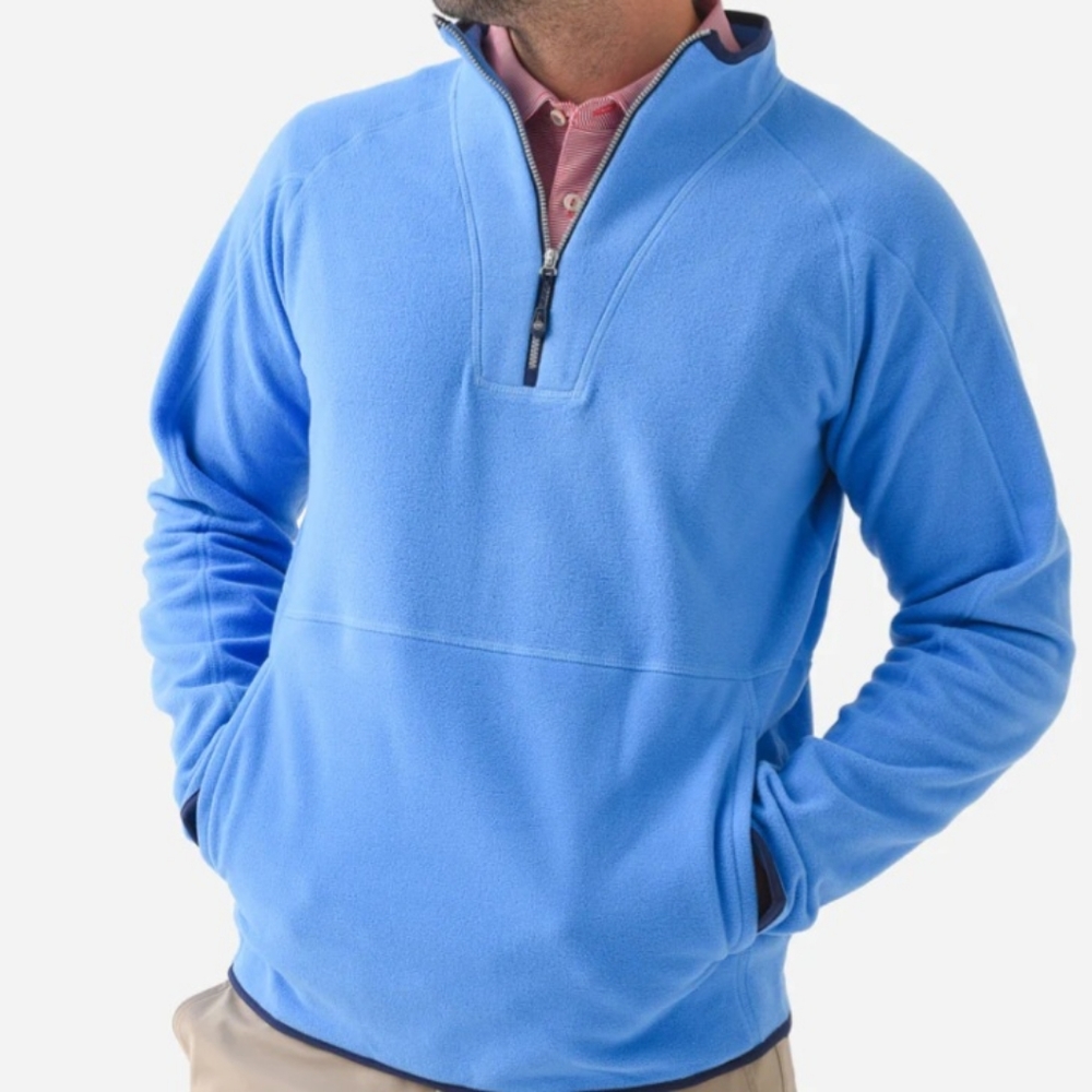 Peter Millar Light Blue Quarter-Zip Fleece Pullover